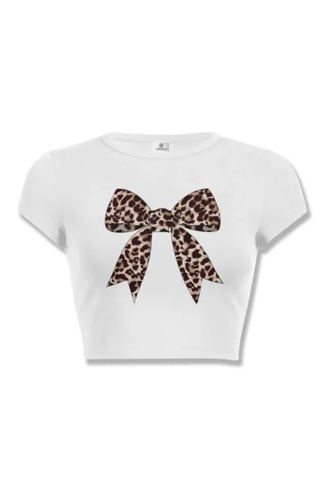 Leoparlı Kurdele Beyaz Crop